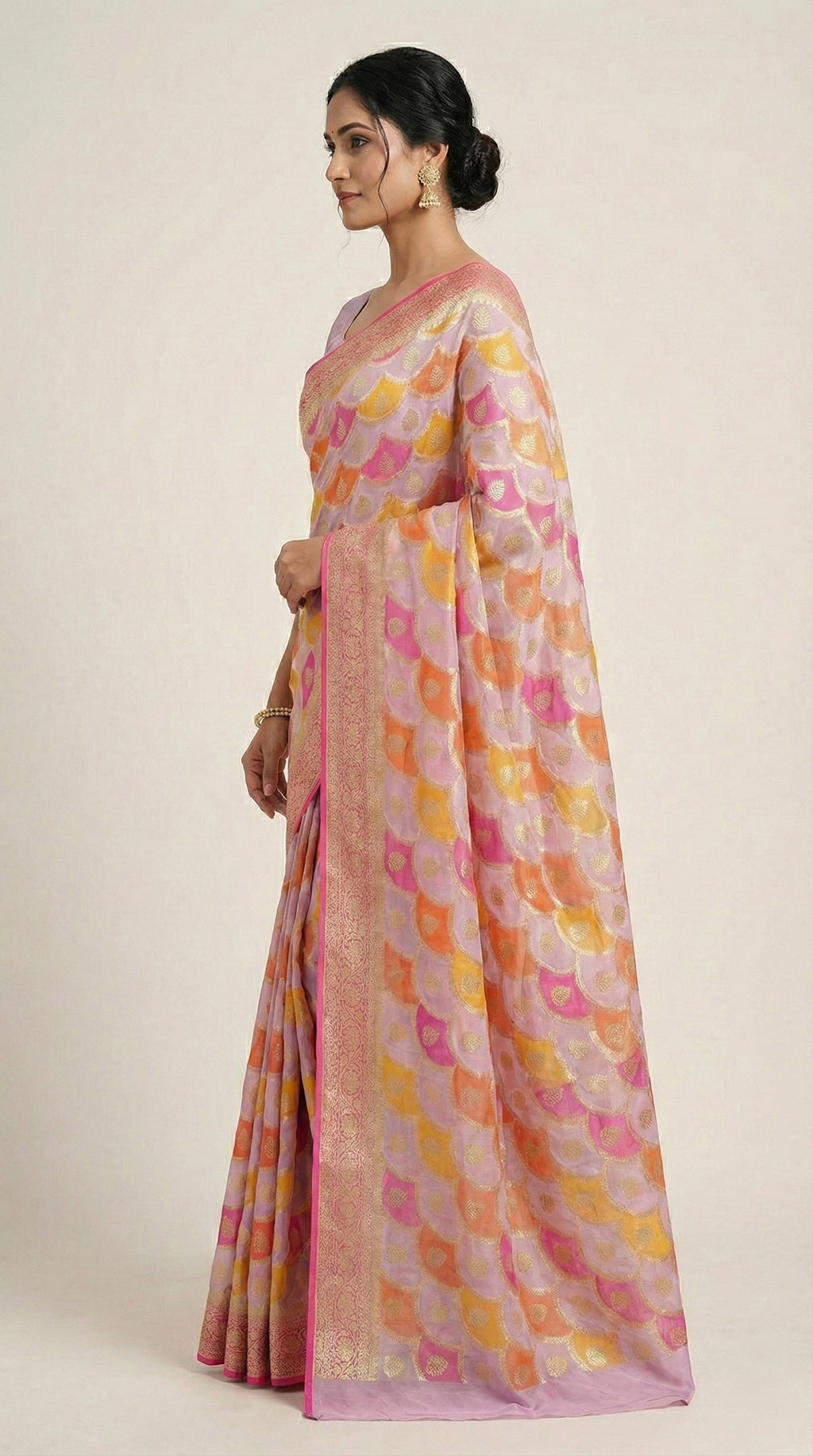 Lavender Luxe Pure Georgette Silk Saree | Handloom Saree