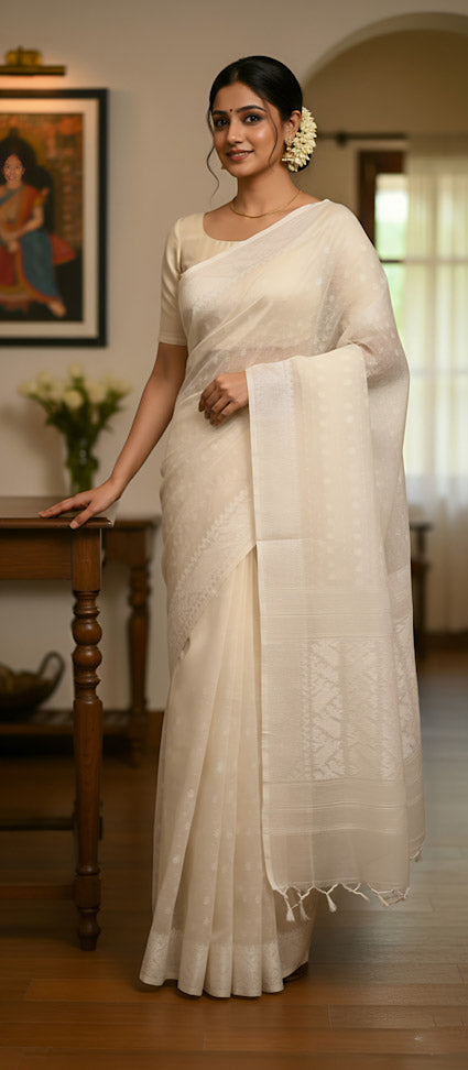Pure White Jamdani Saree