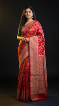 Royal Red - Printed Floral Saree