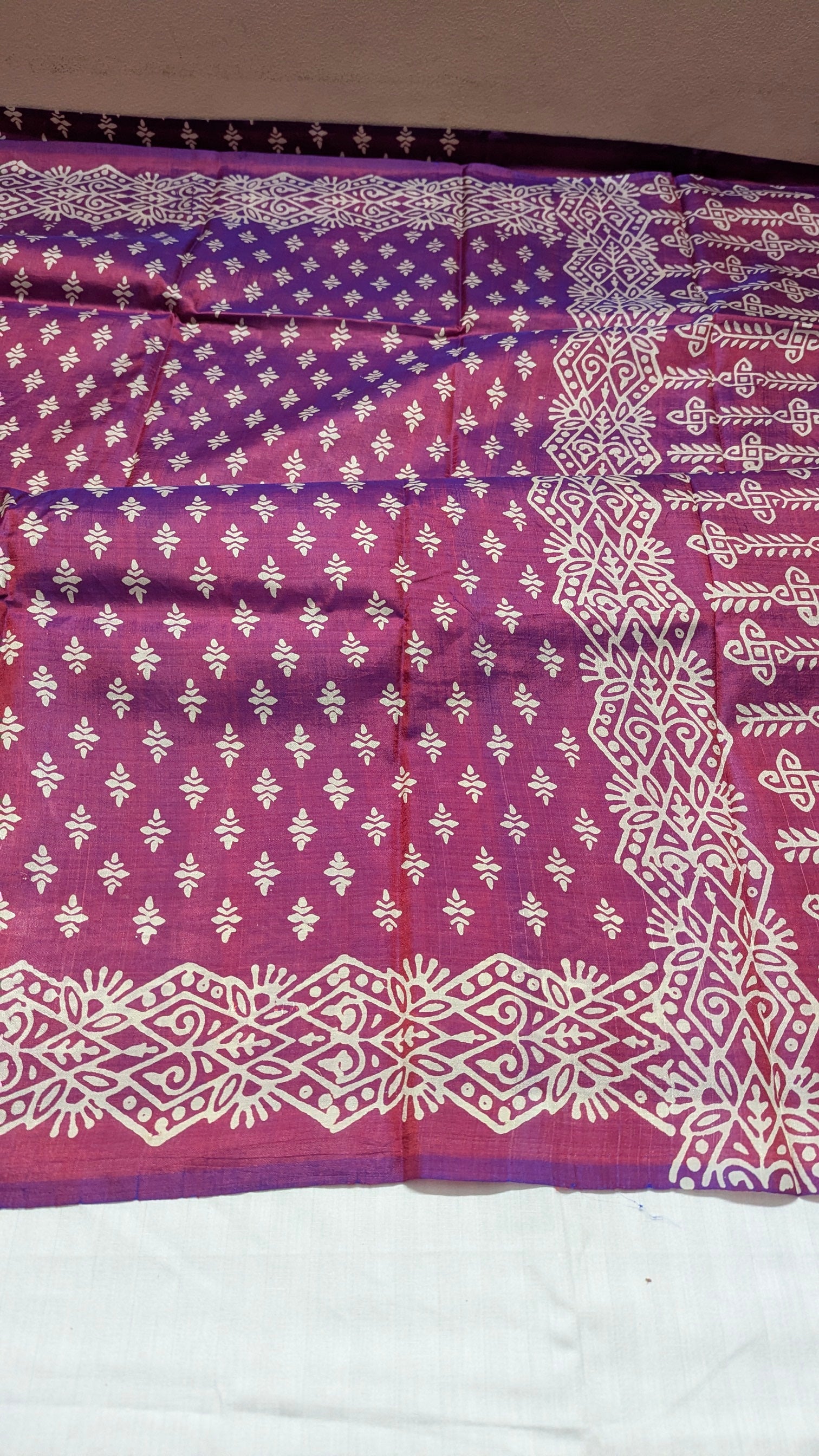 Purple Katan Silk saree against white nbackground