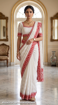 Shabeki Shaaj - Chikankari | Red and White Saree
