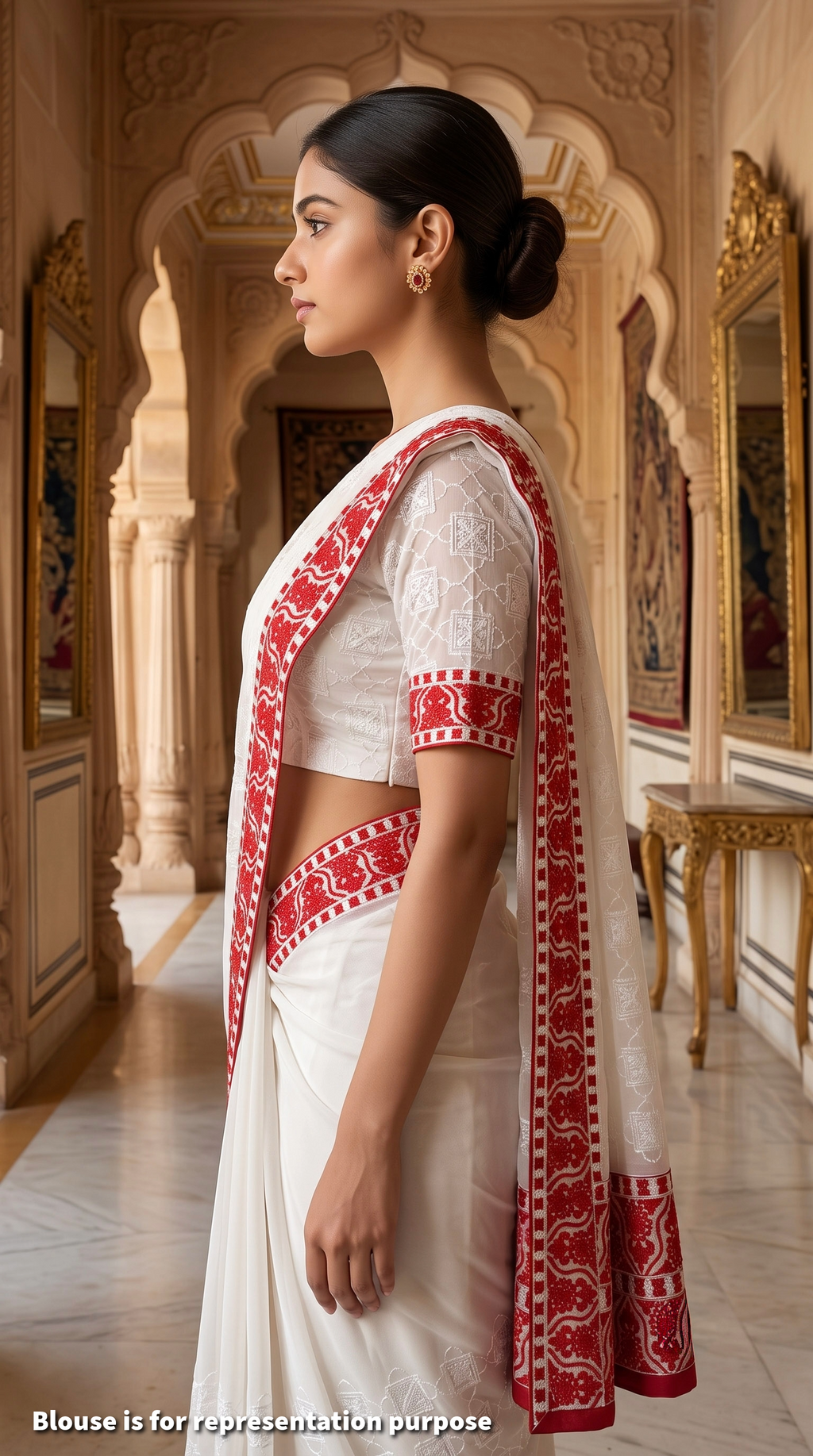 Shabeki Shaaj - Chikankari | Red and White Saree