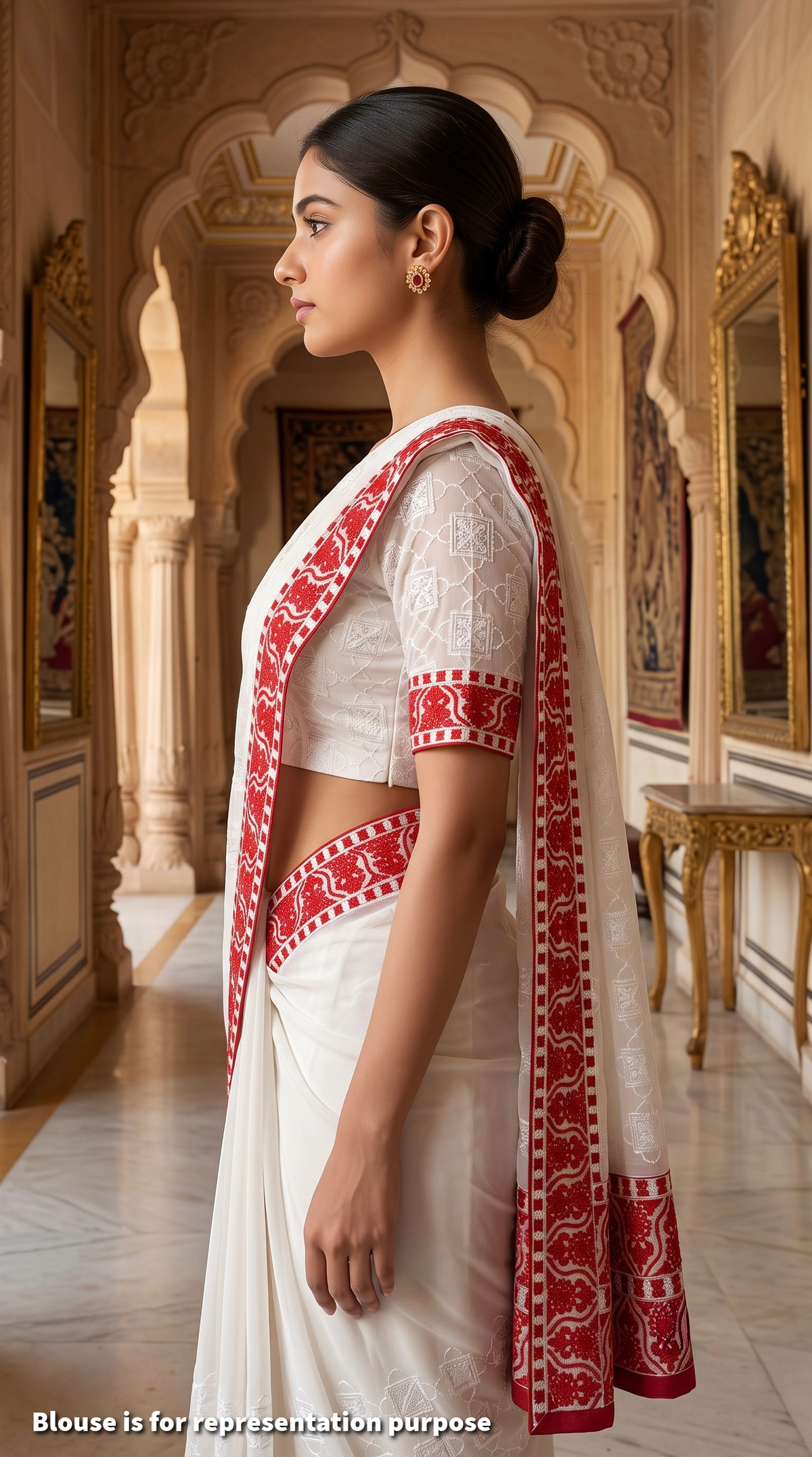 Shabeki Shaaj - Chikankari | Red and White Saree