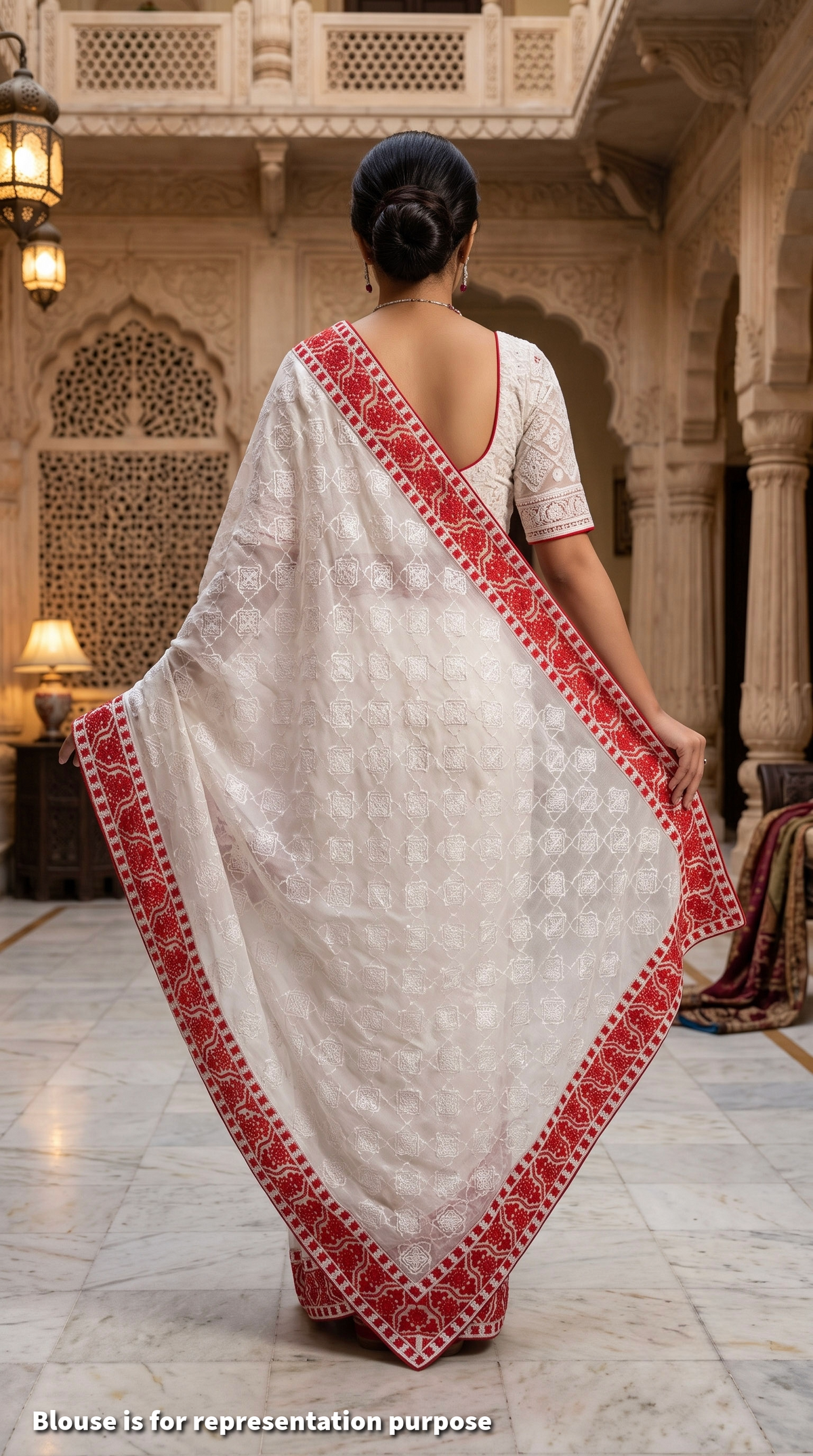 Shabeki Shaaj - Chikankari | Red and White Saree