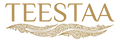 Gold decorative logo with 'TEESTAA' text on a white background