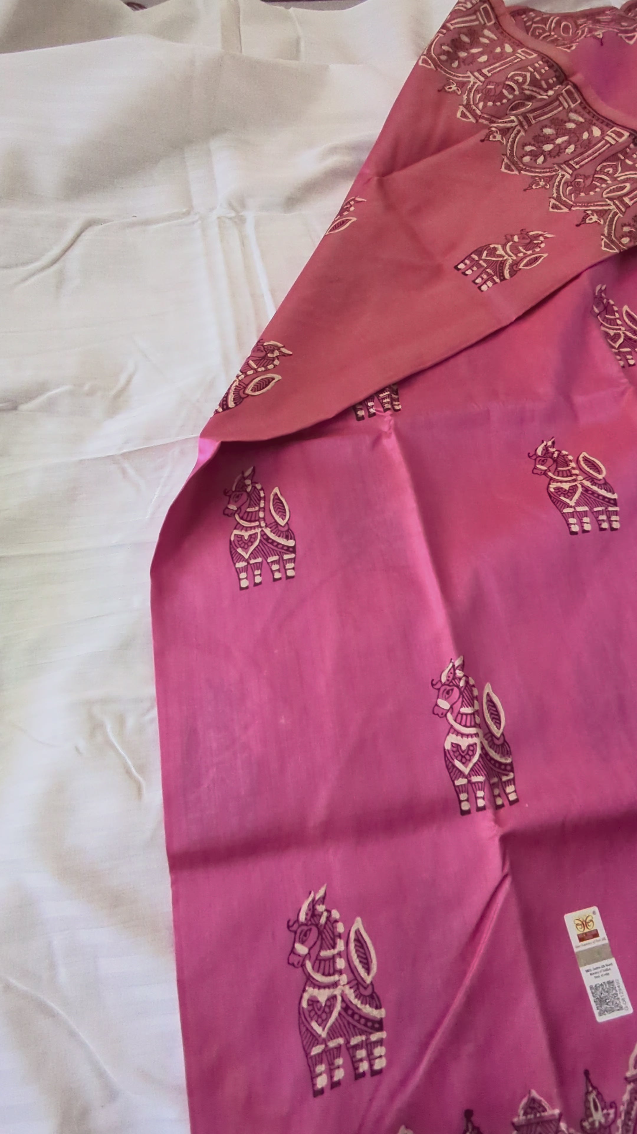 Pink katan silk saree with Silkmark, video