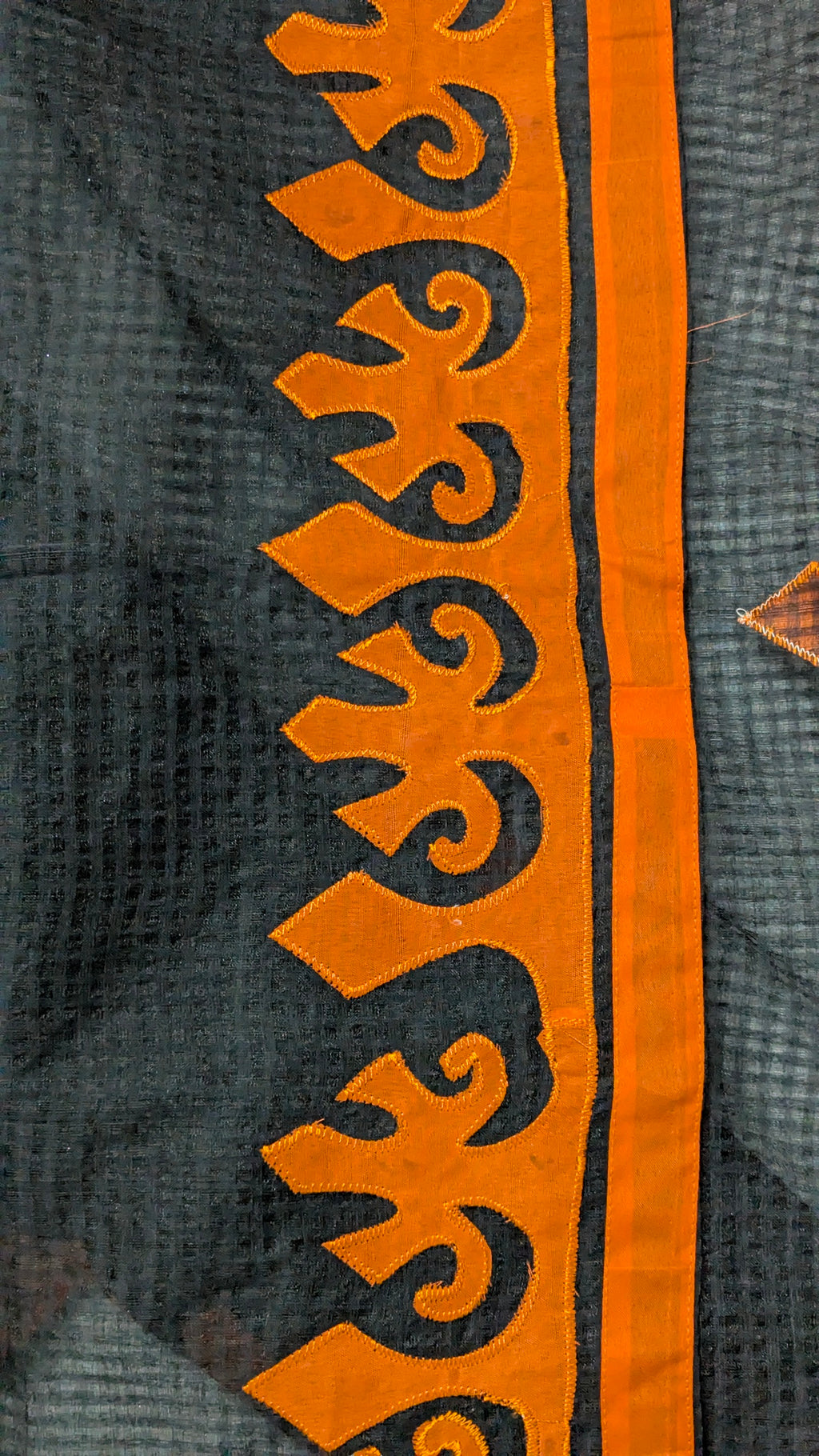 Black Orange Kota Doria Applique Saree | Summer Saree