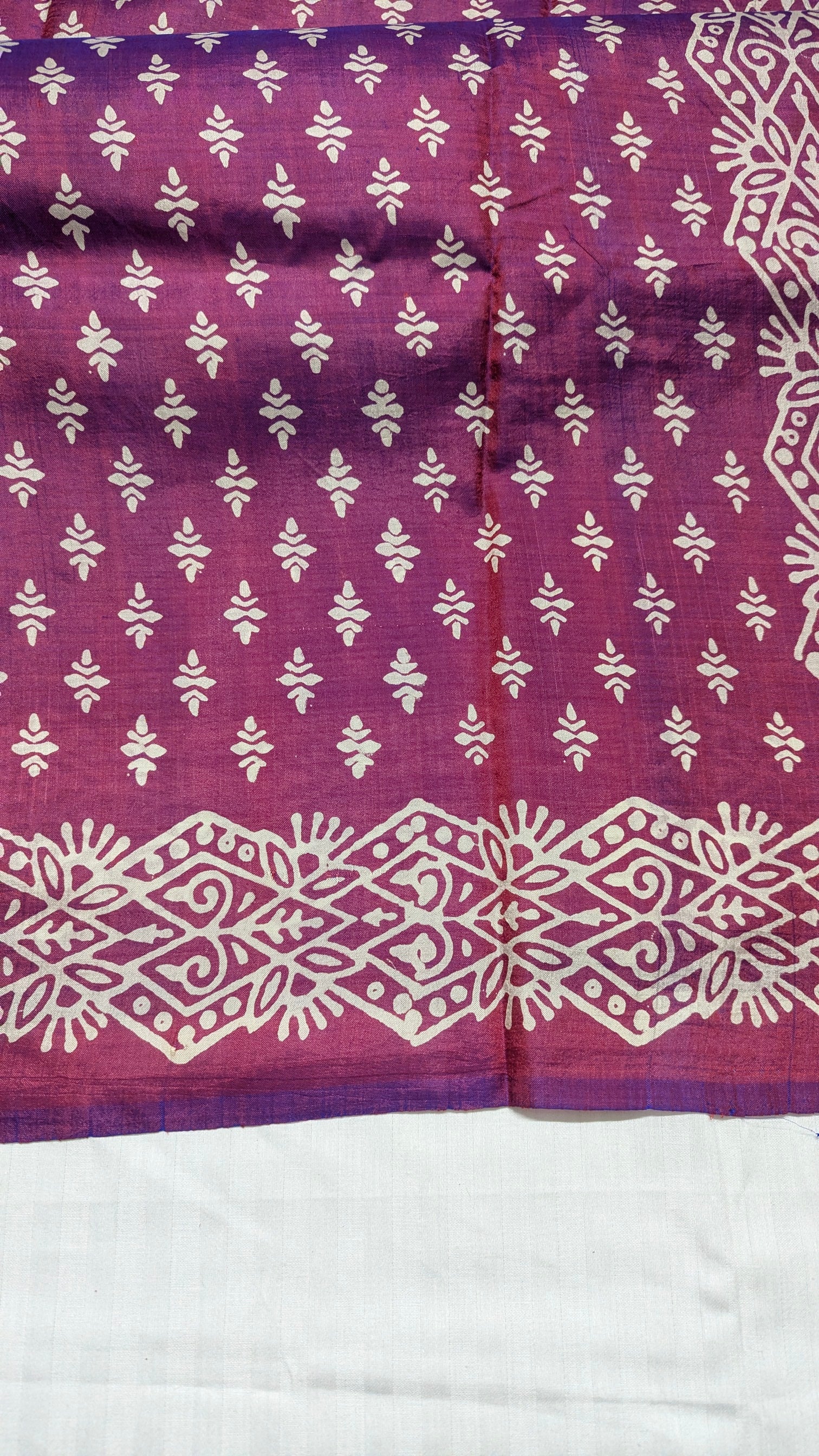 Bishnupuri Pure Katan Silk - Purple | Handloom Saree | Handblock print